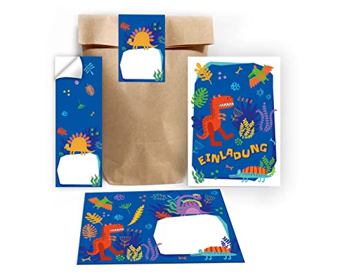 Junapack 12 Einladungskarten zum Kindergeburtstag Jungen Dinosaurier Dino incl. 12 Umschläge, 12 Tüten/Natur, 12 Aufkleber Junapack 12 Einladungskarten zum Kindergeburtstag Jungen Dinosaurier Dino incl. 12 Umschläge, 12 Tüten/Natur, 12 Aufkleber von Junapack