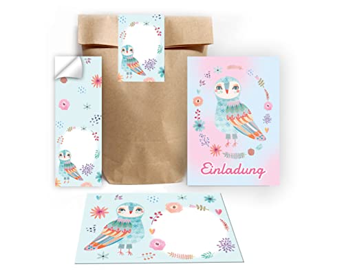 Junapack 12 Einladungskarten zum Kindergeburtstag Mädchen Eule incl. 12 Umschläge, 12 Tüten/Natur, 12 Aufkleber Junapack 12 Einladungskarten zum Kindergeburtstag Mädchen Eule incl. 12 Umschläge, 12 Tüten/Natur, 12 Aufkleber von Junapack