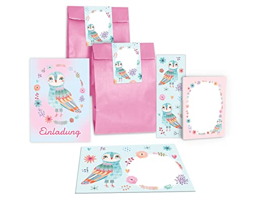 Junapack 12 Einladungskarten zum Kindergeburtstag Mädchen Eule incl. 12 Umschläge, 12 Tüten/rosa, 12 Aufkleber, 12 Lesezeichen, 12 Blöcke Junapack 12 Einladungskarten zum Kindergeburtstag Mädchen Eule incl. 12 Umschläge, 12 Tüten/rosa, 12 Aufkleber, 12 Lesezeichen, 12 Blöcke von Junapack