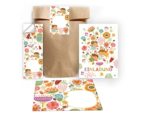 Junapack 12 Einladungskarten zum Kindergeburtstag Mädchen Feen incl. 12 Umschläge, 12 Tüten/Natur, 12 Aufkleber Junapack 12 Einladungskarten zum Kindergeburtstag Mädchen Feen incl. 12 Umschläge, 12 Tüten/Natur, 12 Aufkleber von Junapack