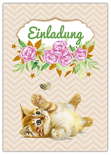 Junapack 12 Einladungskarten zum Kindergeburtstag Mädchen Katze Junapack 12 Einladungskarten zum Kindergeburtstag Mädchen Katze von Junapack
