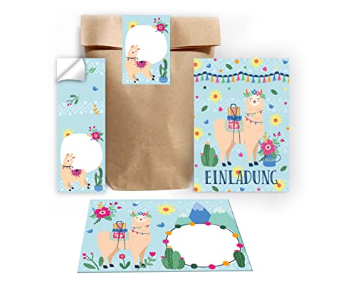 Junapack 12 Einladungskarten zum Kindergeburtstag Mädchen Lama incl. 12 Umschläge, 12 Tüten/Natur, 12 Aufkleber Junapack 12 Einladungskarten zum Kindergeburtstag Mädchen Lama incl. 12 Umschläge, 12 Tüten/Natur, 12 Aufkleber von Junapack
