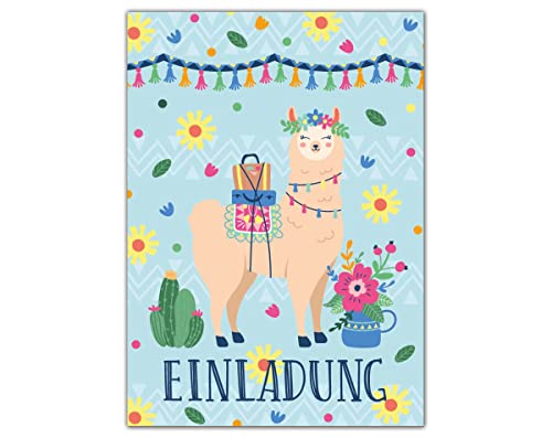 Junapack 12 Einladungskarten zum Kindergeburtstag Mädchen Lama von Junapack