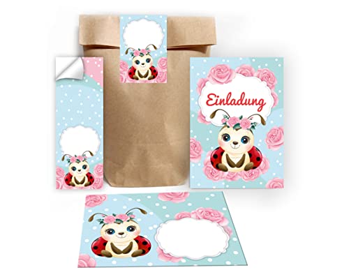 Junapack 12 Einladungskarten zum Kindergeburtstag Mädchen Marienkäfer incl. 12 Umschläge, 12 Tüten/Natur, 12 Aufkleber Junapack 12 Einladungskarten zum Kindergeburtstag Mädchen Marienkäfer incl. 12 Umschläge, 12 Tüten/Natur, 12 Aufkleber von Junapack