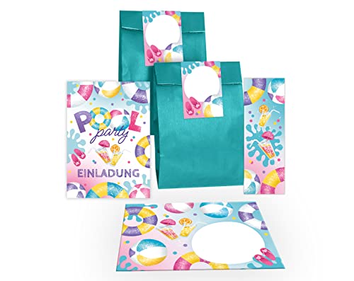 Junapack 12 Einladungskarten zum Kindergeburtstag Schwimmbad Einladungen für Geburtstag Mädchen Pool-Party incl. 12 Umschläge, 12 Tüten/petrol, 12 Aufkleber, 12 Lesezeichen Junapack 12 Einladungskarten zum Kindergeburtstag Schwimmbad Einladungen für Geburtstag Mädchen Pool-Party incl. 12 Umschläge, 12 Tüten/petrol, 12 Aufkleber, 12 Lesezeichen von Junapack