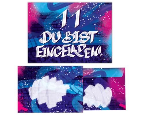 10 Einladungskarten incl. 10 Umschläge zum 11. Kindergeburtstag Mädchen Jungen Graffiti Einladungen elfte Geburtstag Kinder 10 Einladungskarten incl. 10 Umschläge zum 11. Kindergeburtstag Mädchen Jungen Graffiti Einladungen elfte Geburtstag Kinder von Junaversum
