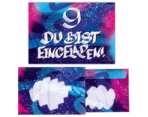 10 Einladungskarten incl. 10 Umschläge zum 9. Kindergeburtstag Mädchen Jungen Graffiti Einladungen neunte Geburtstag Kinder 10 Einladungskarten incl. 10 Umschläge zum 9. Kindergeburtstag Mädchen Jungen Graffiti Einladungen neunte Geburtstag Kinder von Junaversum