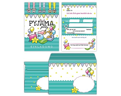 10 Einladungskarten incl. 10 Umschläge zum Kindergeburtstag Einladungen zur Pyjamaparty Pyjama-Party Übernachtungsparty Lesenacht-Party für Mädchen und Jungen 10 Einladungskarten incl. 10 Umschläge zum Kindergeburtstag Einladungen zur Pyjamaparty Pyjama-Party Übernachtungsparty Lesenacht-Party für Mädchen und Jungen von Junaversum