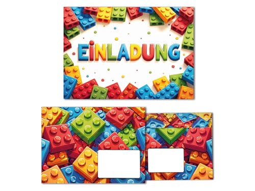 10 Einladungskarten inkl. 10 Umschläge zum Kindergeburtstag Bausteine Kinder Jungen Mädchen coole bunte Einladungen Geburtstag Geburtstagseinladungen Kids 10 Einladungskarten inkl. 10 Umschläge zum Kindergeburtstag Bausteine Kinder Jungen Mädchen coole bunte Einladungen Geburtstag Geburtstagseinladungen Kids von Junaversum