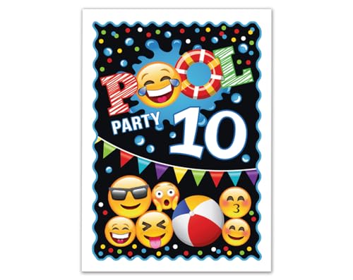 10 Einladungskarten zum 10. Kindergeburtstag Jungen Mädchen Schwimmbad Pool-Party Einladungen zehnte Geburtstag Kinder von Junaversum
