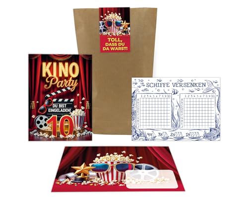 10 Einladungskarten zum 10. Kindergeburtstag Kino Party Mädchen Jungen rot Einladungen zehnte Geburtstag Geburtstagseinladungen Kids inkl. 10 Umschläge, 10 Tüten, 10 Aufkleber, 10 Schiffe versenken 10 Einladungskarten zum 10. Kindergeburtstag Kino Party Mädchen Jungen rot Einladungen zehnte Geburtstag Geburtstagseinladungen Kids inkl. 10 Umschläge, 10 Tüten, 10 Aufkleber, 10 Schiffe versenken von Junaversum