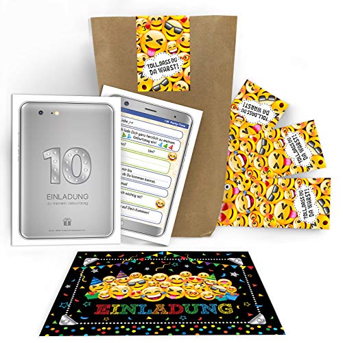 10 Einladungskarten zum 10. Kindergeburtstag Mädchen Jungen Tablet/Einladungen zum zehnten Geburtstag incl. 10 Umschläge, 10 Tüten/natur, 10 Aufkleber 10 Einladungskarten zum 10. Kindergeburtstag Mädchen Jungen Tablet/Einladungen zum zehnten Geburtstag incl. 10 Umschläge, 10 Tüten/natur, 10 Aufkleber von Junaversum