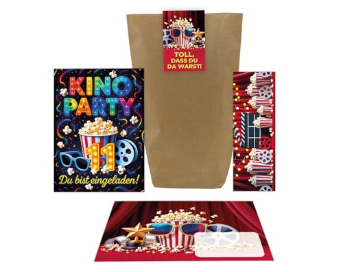 10 Einladungskarten zum 11. Kindergeburtstag Kino Party Mädchen Jungen bunt coole Einladungen elfte Geburtstag Geburtstagseinladungen inkl. 10 Umschläge, 10 Tüten, 10 Aufkleber, 10 Lesezeichen 10 Einladungskarten zum 11. Kindergeburtstag Kino Party Mädchen Jungen bunt coole Einladungen elfte Geburtstag Geburtstagseinladungen inkl. 10 Umschläge, 10 Tüten, 10 Aufkleber, 10 Lesezeichen von Junaversum
