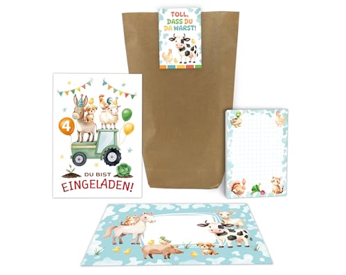 10 Einladungskarten zum 4. Kindergeburtstag Bauernhof Mädchen Kinder Jungen coole bunte Einladungen vierte Geburtstag Geburtstagseinladungen Kids inkl. 10 Umschläge, 10 Tüten, 10 Aufkleber, 10 Blöcke 10 Einladungskarten zum 4. Kindergeburtstag Bauernhof Mädchen Kinder Jungen coole bunte Einladungen vierte Geburtstag Geburtstagseinladungen Kids inkl. 10 Umschläge, 10 Tüten, 10 Aufkleber, 10 Blöcke von Junaversum