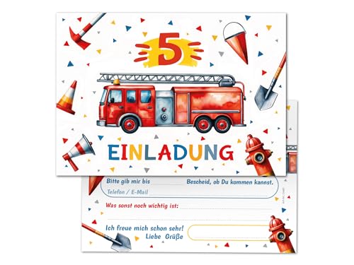 10 Einladungskarten zum 5. Kindergeburtstag Jungen Kinder Feuerwehr Junge coole bunte Einladungen fünfte Geburtstag Geburtstagseinladungen Kids 10 Einladungskarten zum 5. Kindergeburtstag Jungen Kinder Feuerwehr Junge coole bunte Einladungen fünfte Geburtstag Geburtstagseinladungen Kids von Junaversum