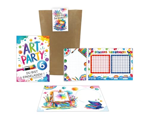 10 Einladungskarten zum 6. Kindergeburtstag Art Kreativ Malparty Kunst DIY Mädchen Kinder Einladungen sechste Geburtstag inkl. 10 Umschläge, 10 Tüten, 10 Aufkleber, 10 Blöcke, 10 Schiffe versenken 10 Einladungskarten zum 6. Kindergeburtstag Art Kreativ Malparty Kunst DIY Mädchen Kinder Einladungen sechste Geburtstag inkl. 10 Umschläge, 10 Tüten, 10 Aufkleber, 10 Blöcke, 10 Schiffe versenken von Junaversum