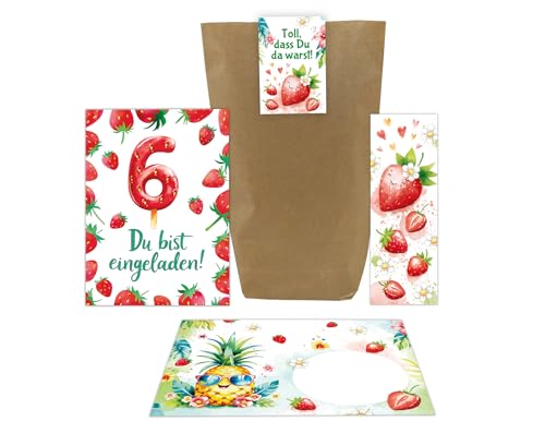 10 Einladungskarten zum 6. Kindergeburtstag Mädchen Erdbeeren Kinder Sommer coole Einladungen sechste Geburtstag Geburtstagseinladungen inkl. 10 Umschläge, 10 Tüten, 10 Aufkleber, 10 Lesezeichen 10 Einladungskarten zum 6. Kindergeburtstag Mädchen Erdbeeren Kinder Sommer coole Einladungen sechste Geburtstag Geburtstagseinladungen inkl. 10 Umschläge, 10 Tüten, 10 Aufkleber, 10 Lesezeichen von Junaversum