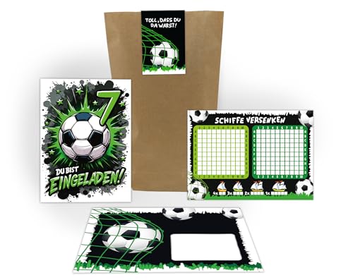 10 Einladungskarten zum 7. Kindergeburtstag Jungen Fußball Fussball Kinder Einladungen siebte Geburtstag Geburtstagseinladungen Kids inkl. 10 Umschläge, 10 Tüten, 10 Aufkleber, 10 Schiffe versenken 10 Einladungskarten zum 7. Kindergeburtstag Jungen Fußball Fussball Kinder Einladungen siebte Geburtstag Geburtstagseinladungen Kids inkl. 10 Umschläge, 10 Tüten, 10 Aufkleber, 10 Schiffe versenken von Junaversum