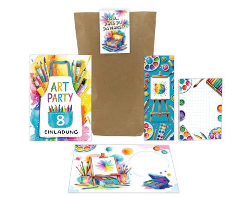 10 Einladungskarten zum 8. Kindergeburtstag Mädchen Jungen Art Kreativ Malparty Kunst DIY Kinder Einladungen achte Geburtstag inkl. 10 Umschläge, 10 Tüten, 10 Aufkleber, 10 Lesezeichen, 10 Blöcke 10 Einladungskarten zum 8. Kindergeburtstag Mädchen Jungen Art Kreativ Malparty Kunst DIY Kinder Einladungen achte Geburtstag inkl. 10 Umschläge, 10 Tüten, 10 Aufkleber, 10 Lesezeichen, 10 Blöcke von Junaversum