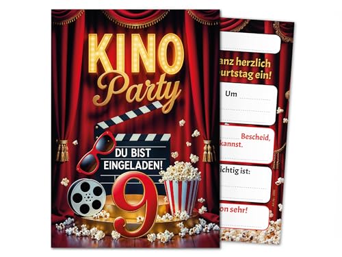 10 Einladungskarten zum 9. Kindergeburtstag Kino Party Mädchen Jungen rot coole bunte Einladungen neunte Geburtstag Geburtstagseinladungen Kids Kinogeburtstag 10 Einladungskarten zum 9. Kindergeburtstag Kino Party Mädchen Jungen rot coole bunte Einladungen neunte Geburtstag Geburtstagseinladungen Kids Kinogeburtstag von Junaversum