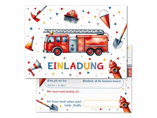 10 Einladungskarten zum Kindergeburtstag Kinder Feuerwehr Jungen coole bunte Einladungen Geburtstag Geburtstagseinladungen Kids 10 Einladungskarten zum Kindergeburtstag Kinder Feuerwehr Jungen coole bunte Einladungen Geburtstag Geburtstagseinladungen Kids von Junaversum