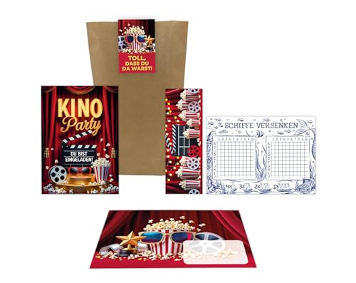 10 Einladungskarten zum Kindergeburtstag Kino Cinema Party Mädchen Jungen rot Kinder Einladungen Geburtstag inkl. 10 Umschläge, 10 Tüten, 10 Aufkleber, 10 Lesezeichen, 10 Schiffe versenken 10 Einladungskarten zum Kindergeburtstag Kino Cinema Party Mädchen Jungen rot Kinder Einladungen Geburtstag inkl. 10 Umschläge, 10 Tüten, 10 Aufkleber, 10 Lesezeichen, 10 Schiffe versenken von Junaversum