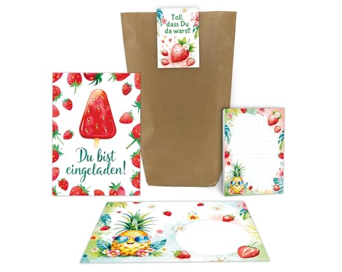 10 Einladungskarten zum Kindergeburtstag Mädchen Erdbeeren Kinder Sommer Party coole bunte Einladungen Geburtstag Geburtstagseinladungen Kids inkl. 10 Umschläge, 10 Tüten, 10 Aufkleber, 10 Blöcke 10 Einladungskarten zum Kindergeburtstag Mädchen Erdbeeren Kinder Sommer Party coole bunte Einladungen Geburtstag Geburtstagseinladungen Kids inkl. 10 Umschläge, 10 Tüten, 10 Aufkleber, 10 Blöcke von Junaversum
