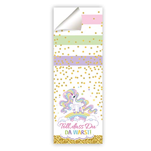12 Aufkleber TOLL, DASS DU DA WARST! / Einhorn Unicorn Sticker für Geschenktüten bei Kindergeburtstag Geburtstag Hochzeit Taufe (12 Aufkleber) von Junaversum