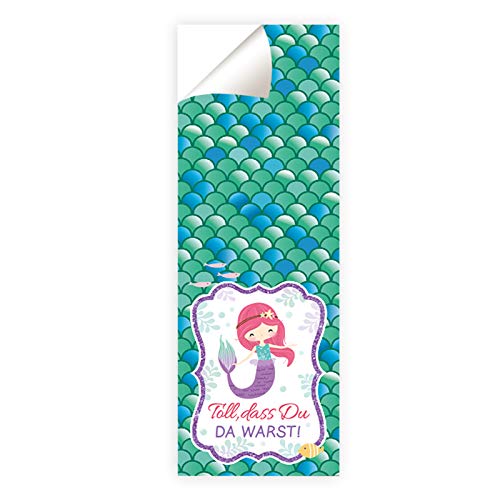 12 Aufkleber TOLL, DASS DU DA WARST! / MEERJUNGFRAU Sticker für Geschenktüten bei Kindergeburtstag Geburtstag Hochzeit Taufe Mädchen (12 Aufkleber) von Junaversum
