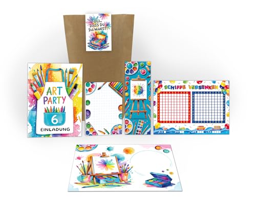 12 Einladungskarten 6. Kindergeburtstag Mädchen Jungen Art-Party Kreativ Party Einladung sechste Geburtstag inkl. 12 Umschläge, 12 Tüten, 12 Aufkleber, 12 Lesezeichen, 12 Blöcke, 12 Schiffe versenken 12 Einladungskarten 6. Kindergeburtstag Mädchen Jungen Art-Party Kreativ Party Einladung sechste Geburtstag inkl. 12 Umschläge, 12 Tüten, 12 Aufkleber, 12 Lesezeichen, 12 Blöcke, 12 Schiffe versenken von Junaversum