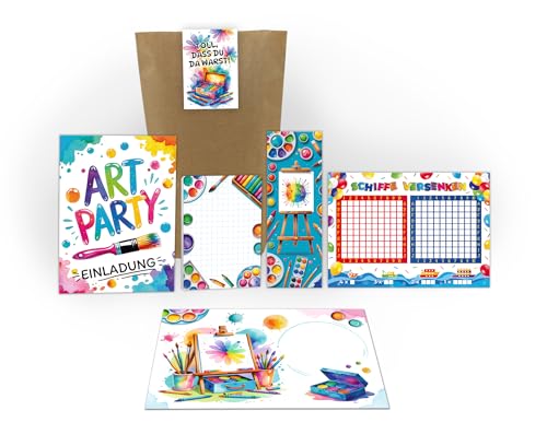 12 Einladungskarten Kindergeburtstag Art-Party Kreativ Party Mädchen Kinder Einladung Geburtstagseinladungen inkl. 12 Umschläge, 12 Tüten, 12 Aufkleber, 12 Lesezeichen, 12 Blöcke, 12 Schiffe versenken 12 Einladungskarten Kindergeburtstag Art-Party Kreativ Party Mädchen Kinder Einladung Geburtstagseinladungen inkl. 12 Umschläge, 12 Tüten, 12 Aufkleber, 12 Lesezeichen, 12 Blöcke, 12 Schiffe versenken von Junaversum