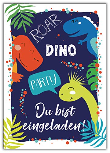12 Einladungskarten Kindergeburtstag Jungen Mädchen Dinosaurier Einladungen Kinder von Junaversum
