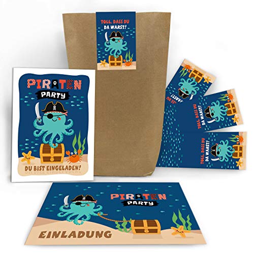 12 Einladungskarten Kindergeburtstag Jungen Mädchen Pirat Piraten-Party Einladungen Kinder incl. 12 Umschläge, 12 Tüten, 12 Aufkleber 12 Einladungskarten Kindergeburtstag Jungen Mädchen Pirat Piraten-Party Einladungen Kinder incl. 12 Umschläge, 12 Tüten, 12 Aufkleber von Junaversum