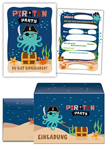 12 Einladungskarten incl. 12 Umschläge Kindergeburtstag Jungen Mädchen Pirat Piraten-Party Einladungen Kinder 12 Einladungskarten incl. 12 Umschläge Kindergeburtstag Jungen Mädchen Pirat Piraten-Party Einladungen Kinder von Junaversum
