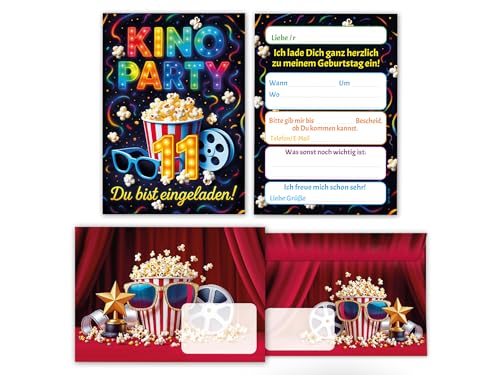 12 Einladungskarten inkl. 12 Umschläge zum 11. Kindergeburtstag Kino Party Mädchen Jungen bunt coole bunte Einladungen elfte Geburtstag Geburtstagseinladungen Kids 12 Einladungskarten inkl. 12 Umschläge zum 11. Kindergeburtstag Kino Party Mädchen Jungen bunt coole bunte Einladungen elfte Geburtstag Geburtstagseinladungen Kids von Junaversum