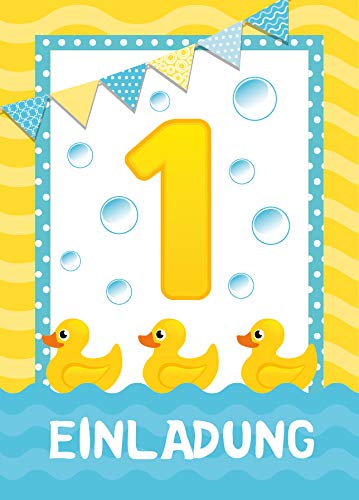 12 Einladungskarten zum 1. Geburtstag Kinder erste Kindergeburtstag Ente Tiete von Junaversum