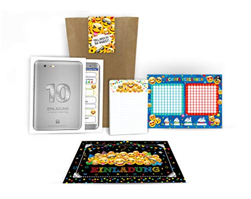 12 Einladungskarten zum 10. Kindergeburtstag Mädchen Jungen Tablet/Einladungen zum zehnten Geburtstag incl. 12 Umschläge, 12 Tüten/natur, 12 Aufkleber, 12 Blöcke, 12 Schiffe versenken 12 Einladungskarten zum 10. Kindergeburtstag Mädchen Jungen Tablet/Einladungen zum zehnten Geburtstag incl. 12 Umschläge, 12 Tüten/natur, 12 Aufkleber, 12 Blöcke, 12 Schiffe versenken von Junaversum