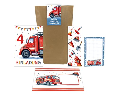 12 Einladungskarten zum 4. Kindergeburtstag Jungen Feuerwehr Junge Kinder Einladungen vierte Geburtstag Geburtstagseinladungen inkl. 12 Umschläge, 12 Tüten, 12 Aufkleber, 12 Lesezeichen, 12 Blöcke 12 Einladungskarten zum 4. Kindergeburtstag Jungen Feuerwehr Junge Kinder Einladungen vierte Geburtstag Geburtstagseinladungen inkl. 12 Umschläge, 12 Tüten, 12 Aufkleber, 12 Lesezeichen, 12 Blöcke von Junaversum
