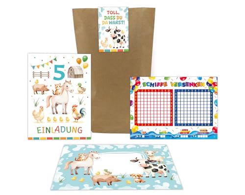 12 Einladungskarten zum 5. Kindergeburtstag Bauernhof Mädchen Jungen Kinder Einladungen fünfte Geburtstag Geburtstagseinladungen Kids inkl. 12 Umschläge, 12 Tüten, 12 Aufkleber, 12 Schiffe versenken 12 Einladungskarten zum 5. Kindergeburtstag Bauernhof Mädchen Jungen Kinder Einladungen fünfte Geburtstag Geburtstagseinladungen Kids inkl. 12 Umschläge, 12 Tüten, 12 Aufkleber, 12 Schiffe versenken von Junaversum