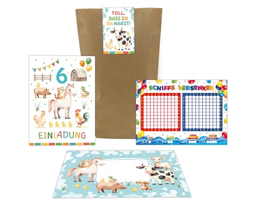 12 Einladungskarten zum 6. Kindergeburtstag Bauernhof Mädchen Jungen Kinder Einladungen sechste Geburtstag Geburtstagseinladungen Kids inkl. 12 Umschläge, 12 Tüten, 12 Aufkleber, 12 Schiffe versenken 12 Einladungskarten zum 6. Kindergeburtstag Bauernhof Mädchen Jungen Kinder Einladungen sechste Geburtstag Geburtstagseinladungen Kids inkl. 12 Umschläge, 12 Tüten, 12 Aufkleber, 12 Schiffe versenken von Junaversum