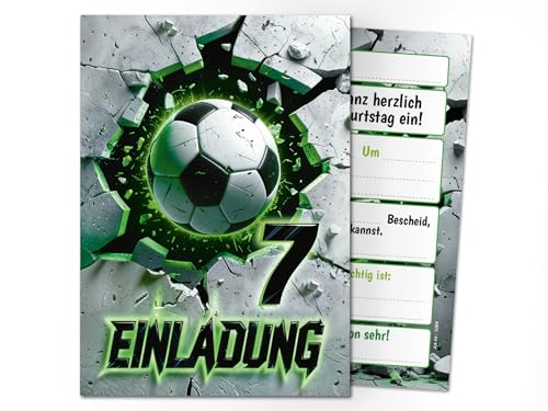 12 Einladungskarten zum 7. Kindergeburtstag Fußball Fussball Kinder Jungen coole bunte Einladungen siebte Geburtstag Geburtstagseinladungen Kids 12 Einladungskarten zum 7. Kindergeburtstag Fußball Fussball Kinder Jungen coole bunte Einladungen siebte Geburtstag Geburtstagseinladungen Kids von Junaversum