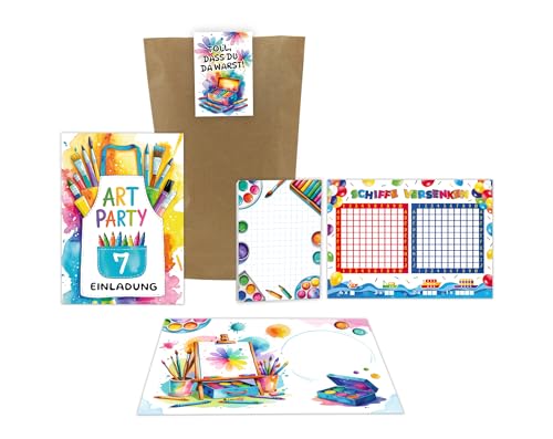 12 Einladungskarten zum 7. Kindergeburtstag Mädchen Jungen Art Kreativ Malparty DIY Kinder Einladungen siebte Geburtstag inkl. 12 Umschläge, 12 Tüten, 12 Aufkleber, 12 Blöcke, 12 Schiffe versenken 12 Einladungskarten zum 7. Kindergeburtstag Mädchen Jungen Art Kreativ Malparty DIY Kinder Einladungen siebte Geburtstag inkl. 12 Umschläge, 12 Tüten, 12 Aufkleber, 12 Blöcke, 12 Schiffe versenken von Junaversum