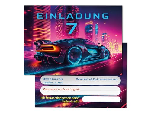 12 Einladungskarten zum 7. Kindergeburtstag Rennauto Auto Rennwagen Kinder Jungen coole bunte Einladungen siebte Geburtstag Geburtstagseinladungen Kids 12 Einladungskarten zum 7. Kindergeburtstag Rennauto Auto Rennwagen Kinder Jungen coole bunte Einladungen siebte Geburtstag Geburtstagseinladungen Kids von Junaversum