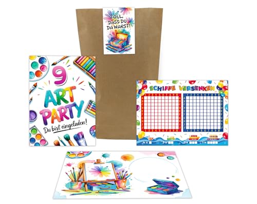 12 Einladungskarten zum 9. Kindergeburtstag Art Kreativ Malparty Kunst DIY Kinder Mädchen Einladungen neunte Geburtstag Kids inkl. 12 Umschläge, 12 Tüten, 12 Aufkleber, 12 Schiffe versenken 12 Einladungskarten zum 9. Kindergeburtstag Art Kreativ Malparty Kunst DIY Kinder Mädchen Einladungen neunte Geburtstag Kids inkl. 12 Umschläge, 12 Tüten, 12 Aufkleber, 12 Schiffe versenken von Junaversum