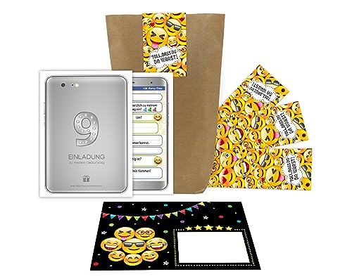 12 Einladungskarten zum 9. Kindergeburtstag Mädchen Jungen Tablet/Einladungen zum neunten Geburtstag incl. 12 Umschläge, 12 Tüten/natur, 12 Aufkleber 12 Einladungskarten zum 9. Kindergeburtstag Mädchen Jungen Tablet/Einladungen zum neunten Geburtstag incl. 12 Umschläge, 12 Tüten/natur, 12 Aufkleber von Junaversum