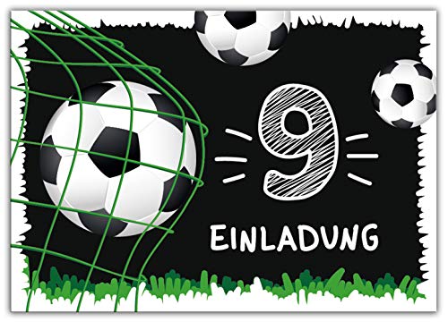 12 Einladungskarten zum 9. Kindergeburtstag neunte Geburtstag Jungen Fussball Fußball 12 Einladungskarten zum 9. Kindergeburtstag neunte Geburtstag Jungen Fussball Fußball von Junaversum