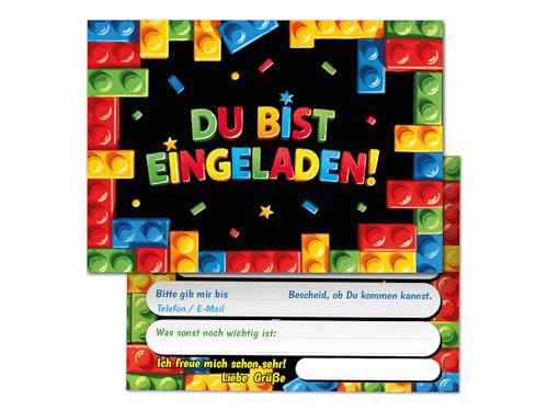 12 Einladungskarten zum Kindergeburtstag Bausteine Jungen Mädchen Kinder coole bunte Einladungen Geburtstag Geburtstagseinladungen Kids 12 Einladungskarten zum Kindergeburtstag Bausteine Jungen Mädchen Kinder coole bunte Einladungen Geburtstag Geburtstagseinladungen Kids von Junaversum