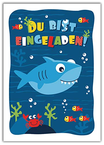 12 Einladungskarten zum Kindergeburtstag Jungen Jungs Mädchen Hai Einladungen zum Geburtstag Kinder 12 Einladungskarten zum Kindergeburtstag Jungen Jungs Mädchen Hai Einladungen zum Geburtstag Kinder von Junaversum