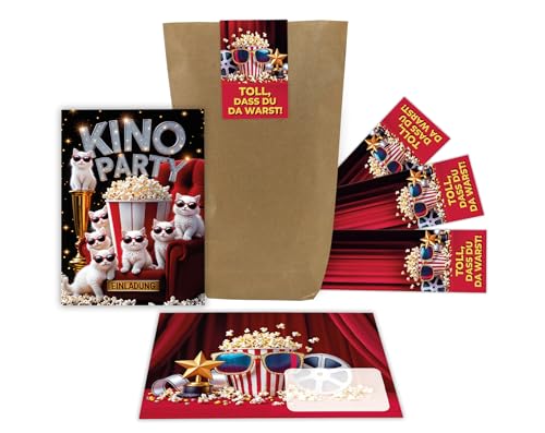 12 Einladungskarten zum Kindergeburtstag Kino Cinema Party Mädchen Jungen Katzen Einladungen Geburtstag Geburtstagseinladungen Kids inkl. 12 Umschläge, 12 Tüten, 12 Aufkleber 12 Einladungskarten zum Kindergeburtstag Kino Cinema Party Mädchen Jungen Katzen Einladungen Geburtstag Geburtstagseinladungen Kids inkl. 12 Umschläge, 12 Tüten, 12 Aufkleber von Junaversum