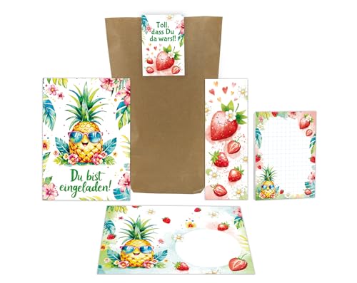 12 Einladungskarten zum Kindergeburtstag Mädchen Ananas Kinder Sommer Party coole Einladungen Geburtstag Geburtstagseinladungen inkl. 12 Umschläge, 12 Tüten, 12 Aufkleber, 12 Lesezeichen, 12 Blöcke 12 Einladungskarten zum Kindergeburtstag Mädchen Ananas Kinder Sommer Party coole Einladungen Geburtstag Geburtstagseinladungen inkl. 12 Umschläge, 12 Tüten, 12 Aufkleber, 12 Lesezeichen, 12 Blöcke von Junaversum